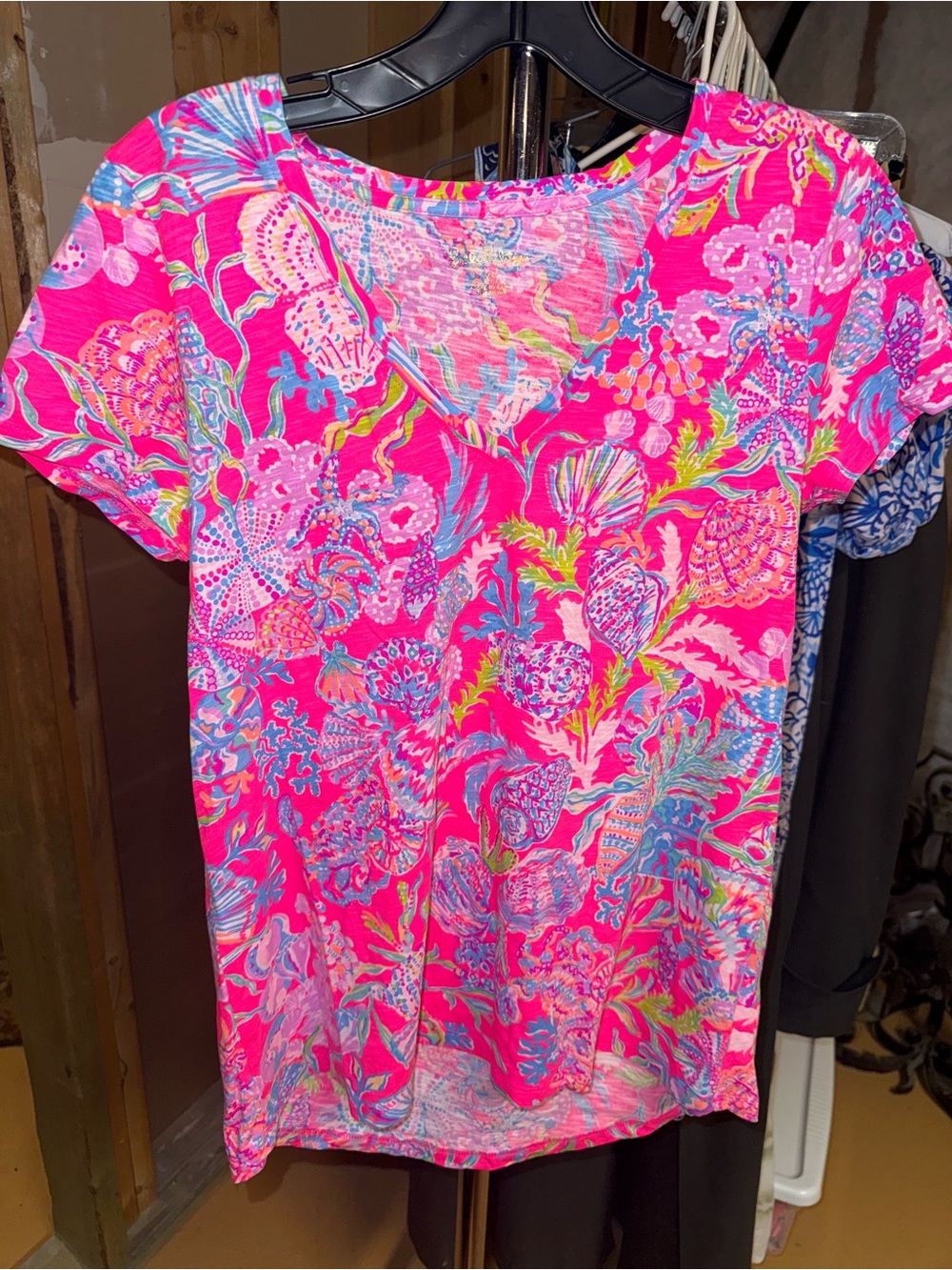 Lilly Pulitzer Pink Floral Print Short Sleeve Top